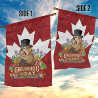 Funny Groundhog Day Garden Flag Canadian Maple Leaf - Wonder Print Shop