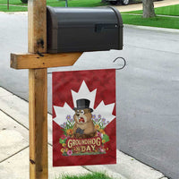 Funny Groundhog Day Garden Flag Canadian Maple Leaf - Wonder Print Shop