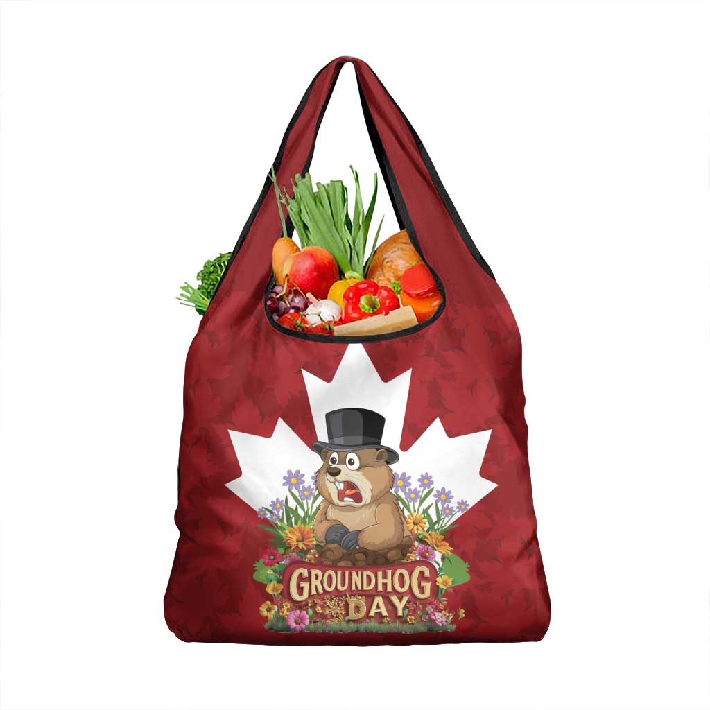 Funny Groundhog Day Grocery Bag Canadian Maple Leaf - Wonder Print Shop