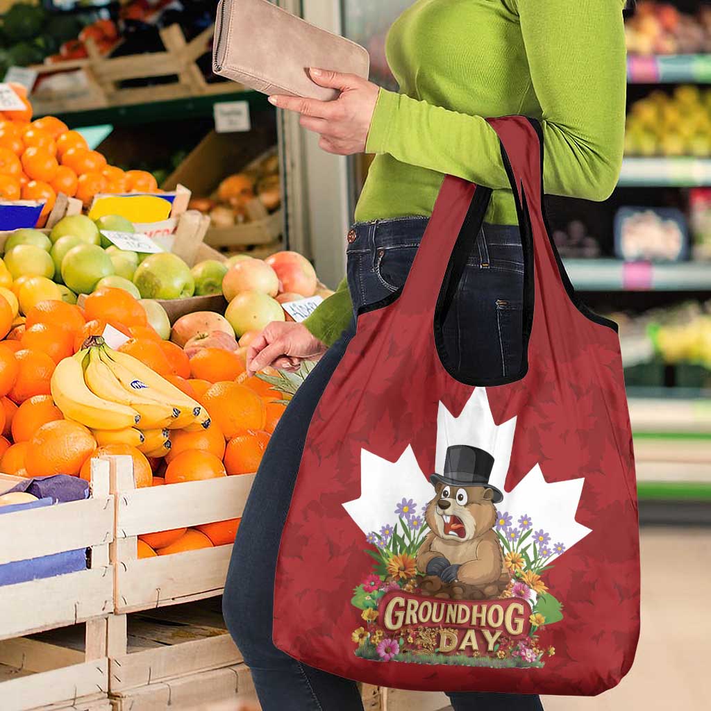 Funny Groundhog Day Grocery Bag Canadian Maple Leaf - Wonder Print Shop