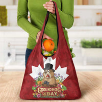 Funny Groundhog Day Grocery Bag Canadian Maple Leaf - Wonder Print Shop