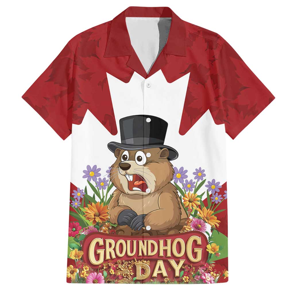 Funny Groundhog Day Hawaiian Shirt Canadian Maple Leaf - Wonder Print Shop