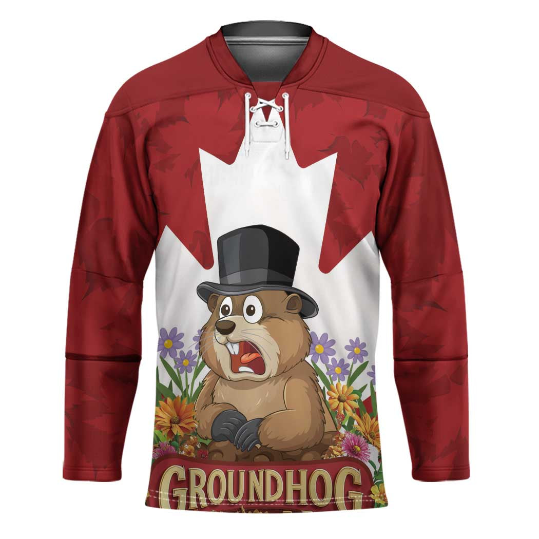 Funny Groundhog Day Hockey Jersey Canadian Maple Leaf - Wonder Print Shop
