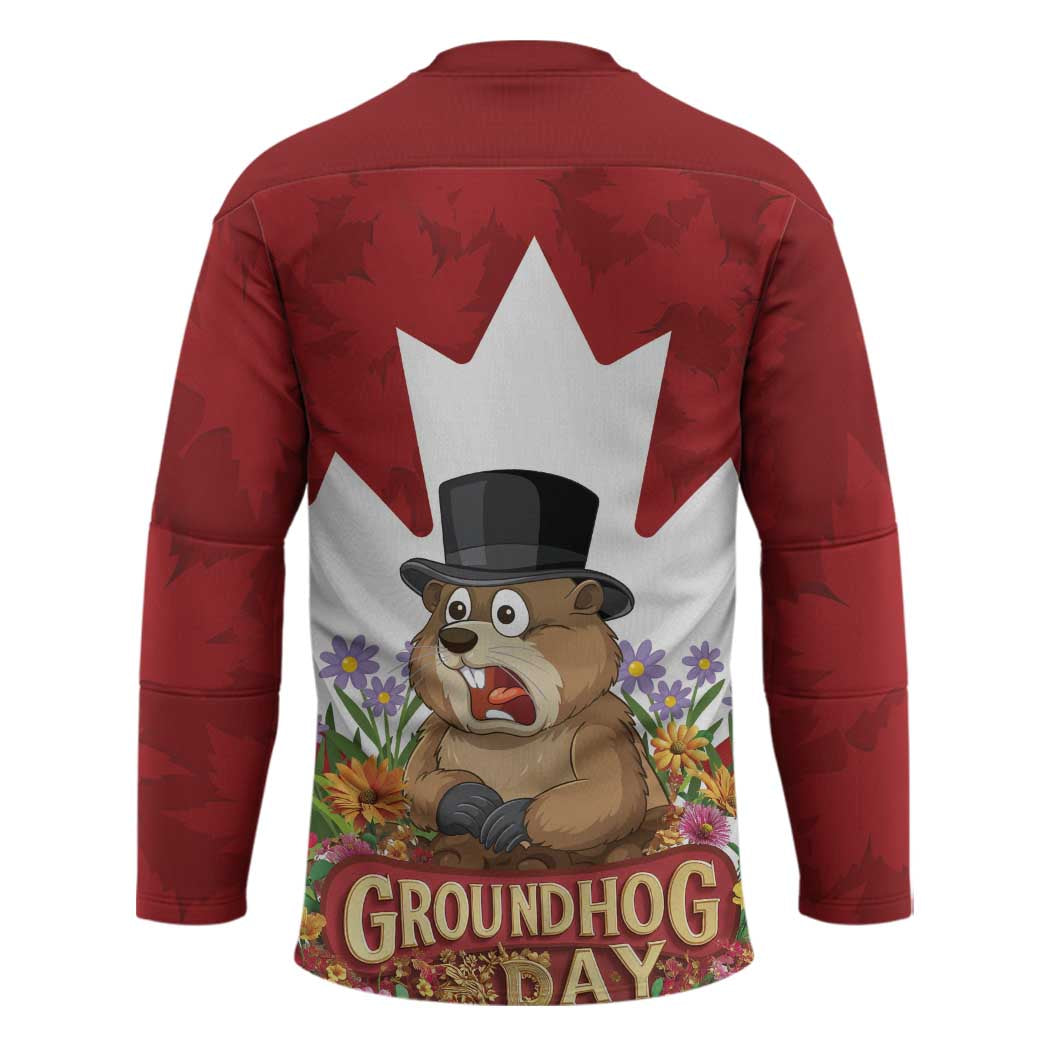 Funny Groundhog Day Hockey Jersey Canadian Maple Leaf - Wonder Print Shop