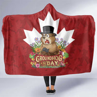 Funny Groundhog Day Hooded Blanket Canadian Maple Leaf - Wonder Print Shop
