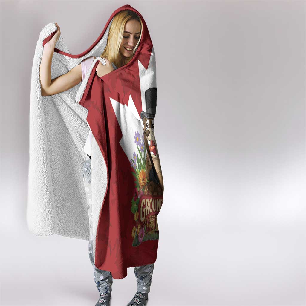 Funny Groundhog Day Hooded Blanket Canadian Maple Leaf - Wonder Print Shop