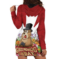 Funny Groundhog Day Hoodie Dress Canadian Maple Leaf - Wonder Print Shop