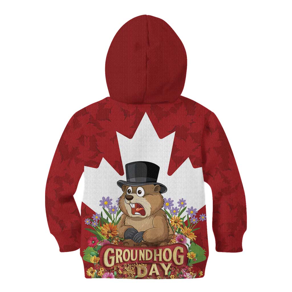 Funny Groundhog Day Kid Hoodie Canadian Maple Leaf - Wonder Print Shop