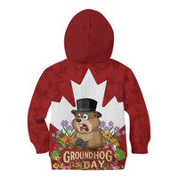 Funny Groundhog Day Kid Hoodie Canadian Maple Leaf - Wonder Print Shop