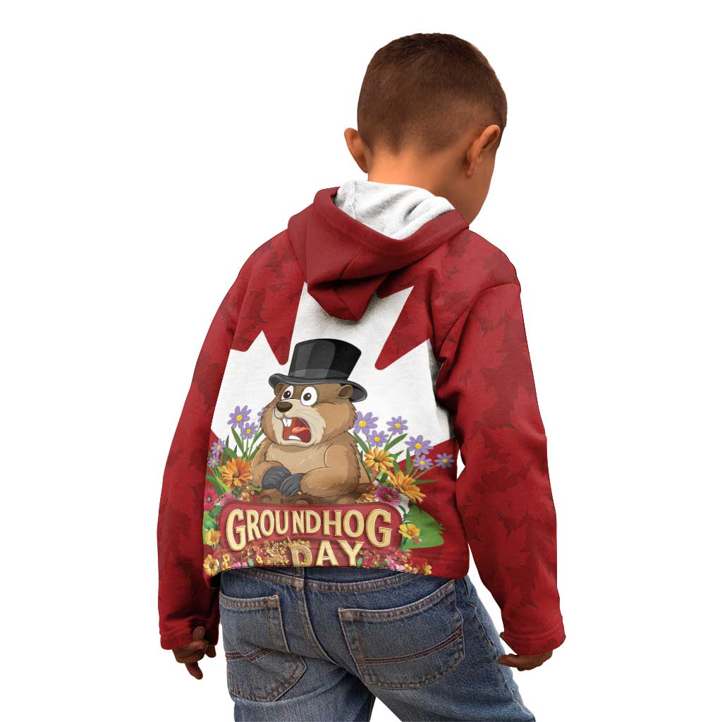 Funny Groundhog Day Kid Hoodie Canadian Maple Leaf - Wonder Print Shop