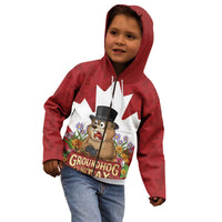 Funny Groundhog Day Kid Hoodie Canadian Maple Leaf - Wonder Print Shop