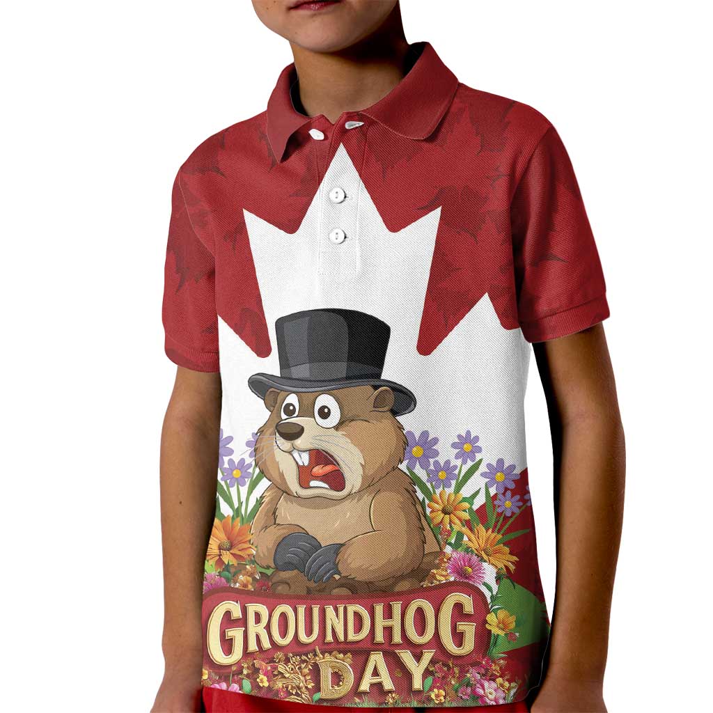 Funny Groundhog Day Kid Polo Shirt Canadian Maple Leaf - Wonder Print Shop