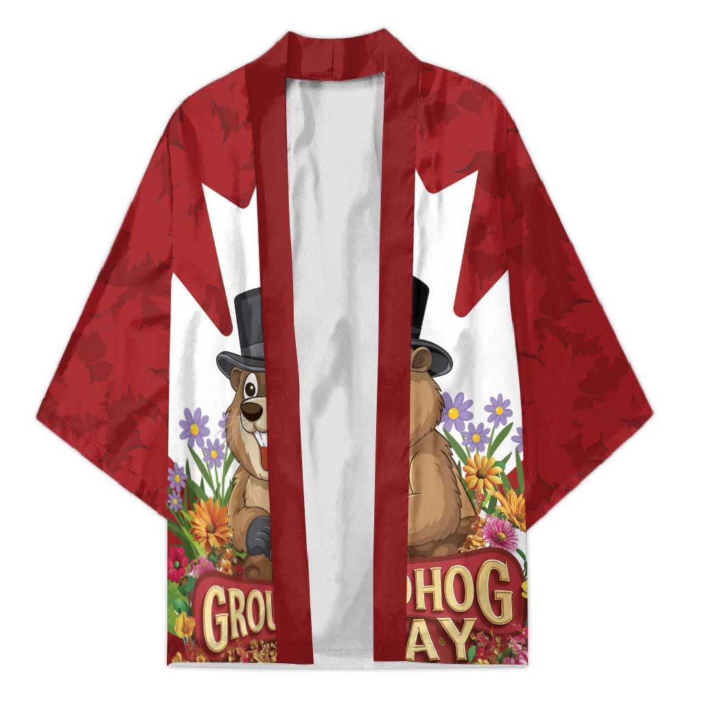 Funny Groundhog Day Kimono Canadian Maple Leaf - Wonder Print Shop