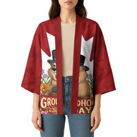 Funny Groundhog Day Kimono Canadian Maple Leaf - Wonder Print Shop