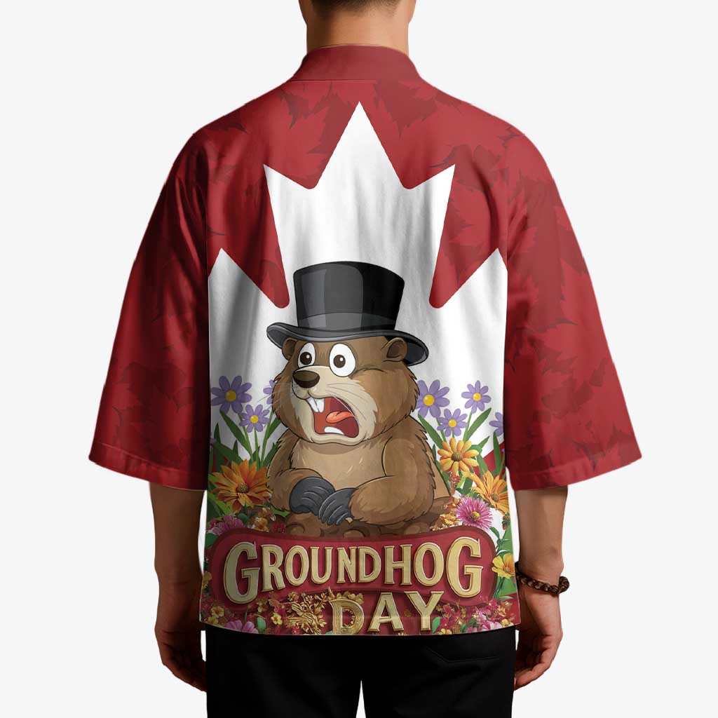 Funny Groundhog Day Kimono Canadian Maple Leaf - Wonder Print Shop