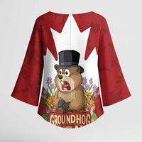 Funny Groundhog Day Kimono Sleeve Blouse Canadian Maple Leaf - Wonder Print Shop