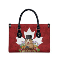 Funny Groundhog Day Leather Bag Canadian Maple Leaf - Wonder Print Shop