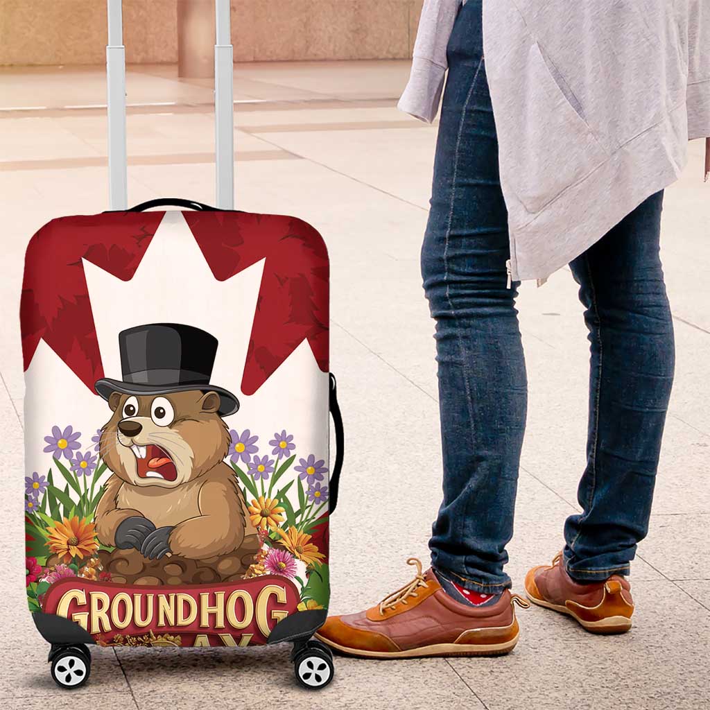 Funny Groundhog Day Luggage Cover Canadian Maple Leaf - Wonder Print Shop