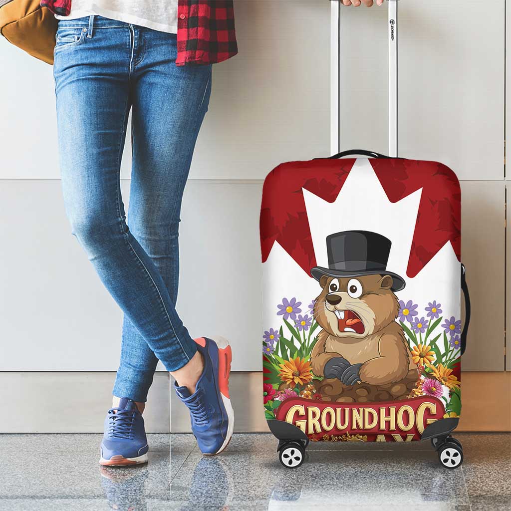 Funny Groundhog Day Luggage Cover Canadian Maple Leaf - Wonder Print Shop