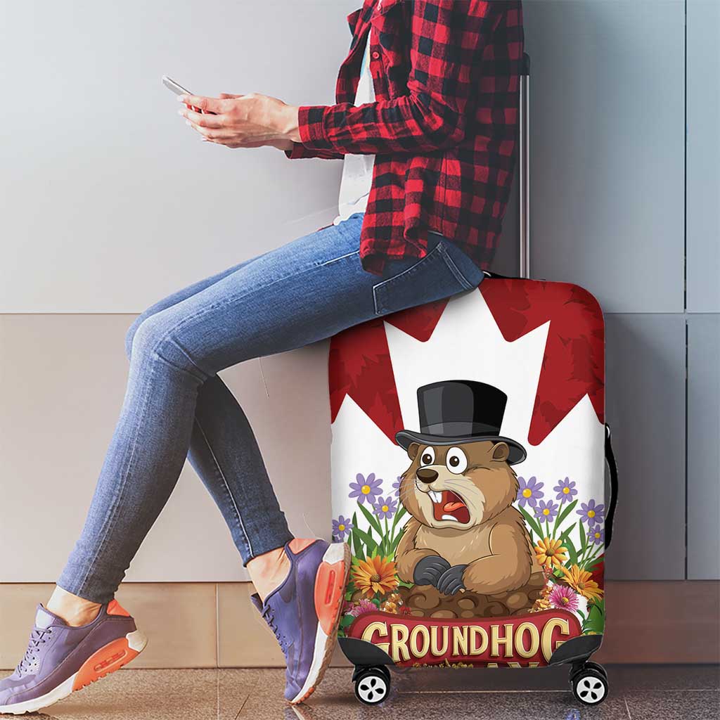 Funny Groundhog Day Luggage Cover Canadian Maple Leaf - Wonder Print Shop