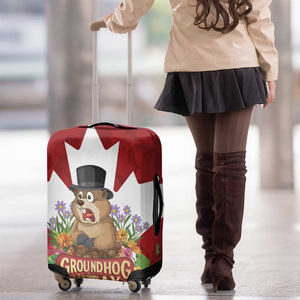 Funny Groundhog Day Luggage Cover Canadian Maple Leaf - Wonder Print Shop