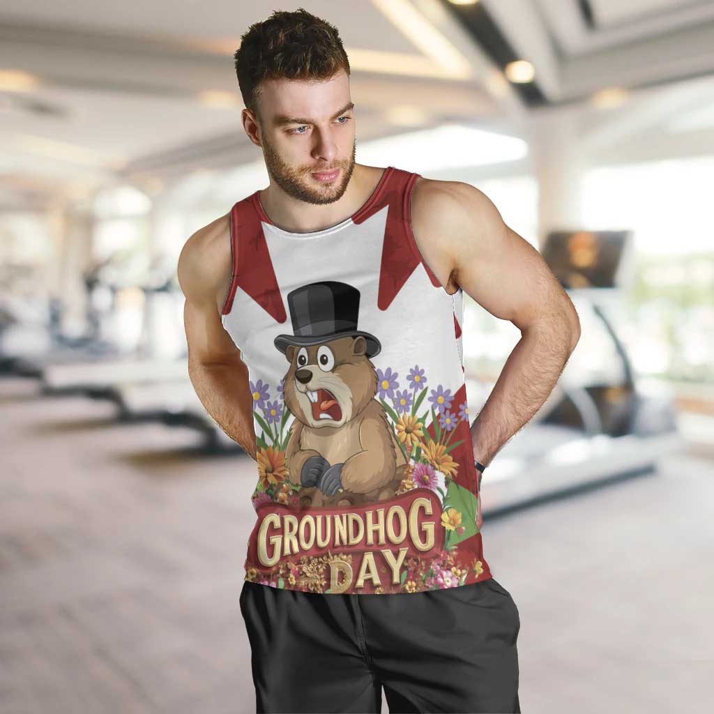 Funny Groundhog Day Men Tank Top Canadian Maple Leaf - Wonder Print Shop