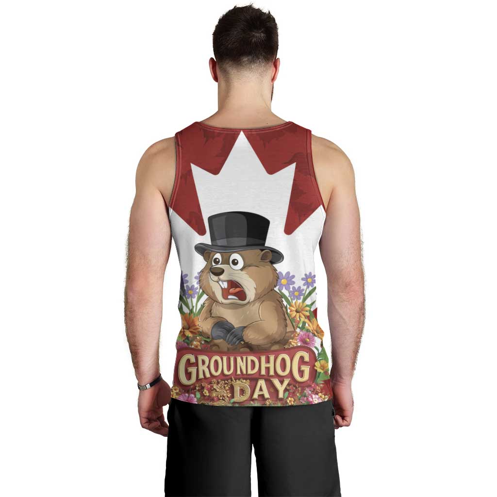 Funny Groundhog Day Men Tank Top Canadian Maple Leaf - Wonder Print Shop