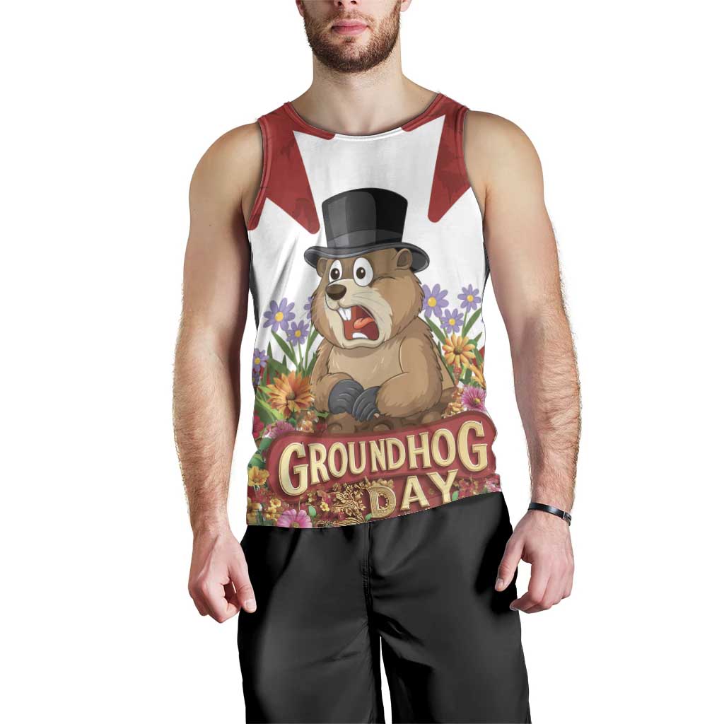 Funny Groundhog Day Men Tank Top Canadian Maple Leaf - Wonder Print Shop