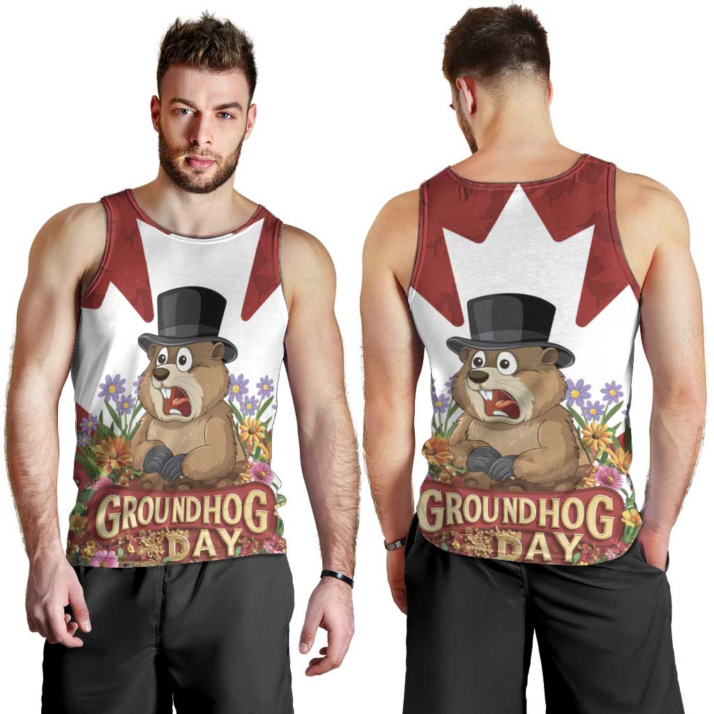 Funny Groundhog Day Men Tank Top Canadian Maple Leaf - Wonder Print Shop