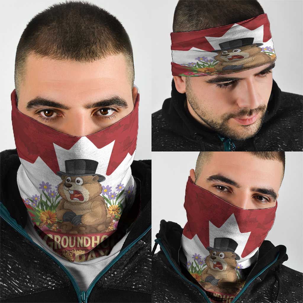 Funny Groundhog Day Neck Gaiter Canadian Maple Leaf - Wonder Print Shop