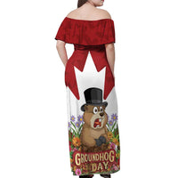 Funny Groundhog Day Off Shoulder Maxi Dress Canadian Maple Leaf - Wonder Print Shop