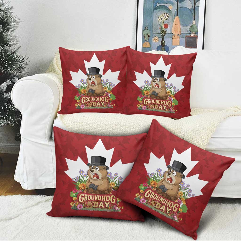 Funny Groundhog Day Pillow Cover Canadian Maple Leaf - Wonder Print Shop