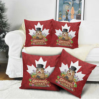 Funny Groundhog Day Pillow Cover Canadian Maple Leaf - Wonder Print Shop