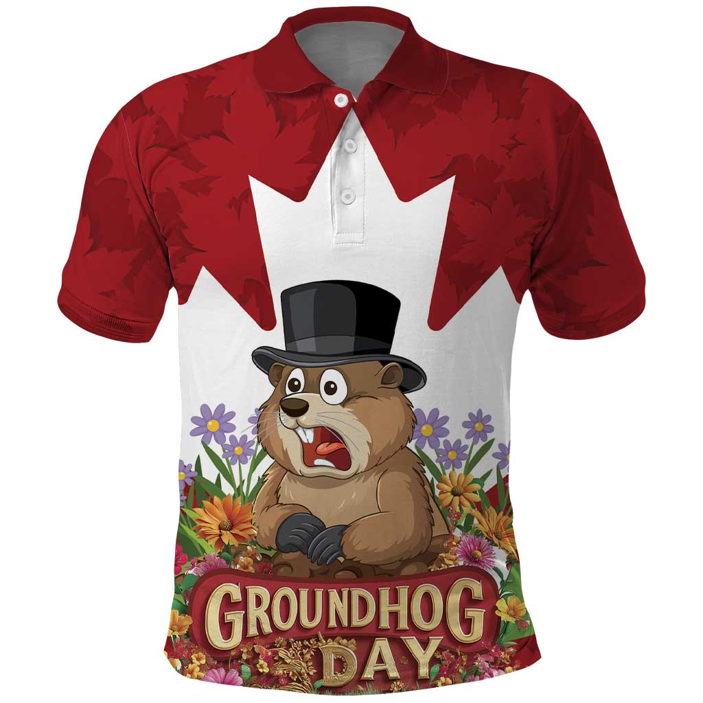 Funny Groundhog Day Polo Shirt Canadian Maple Leaf - Wonder Print Shop