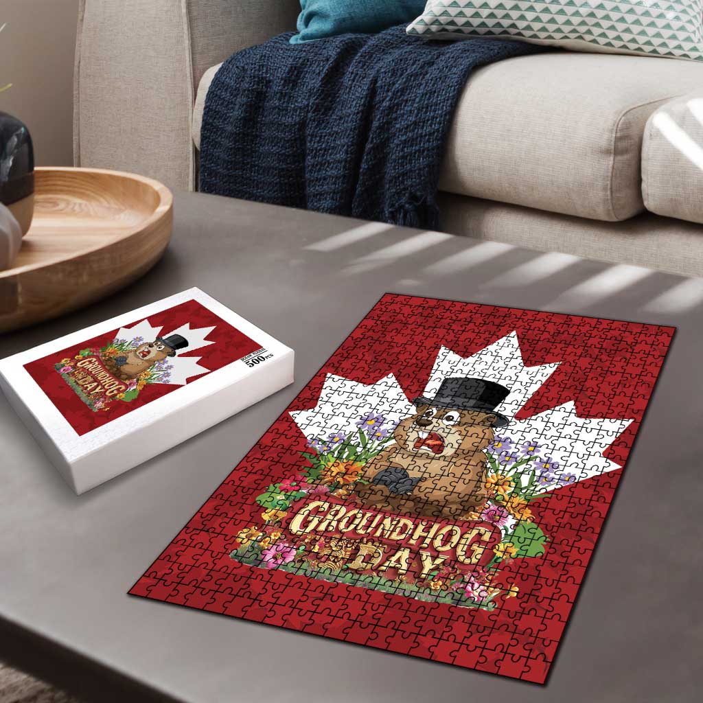 Funny Groundhog Day Puzzle Canadian Maple Leaf - Wonder Print Shop
