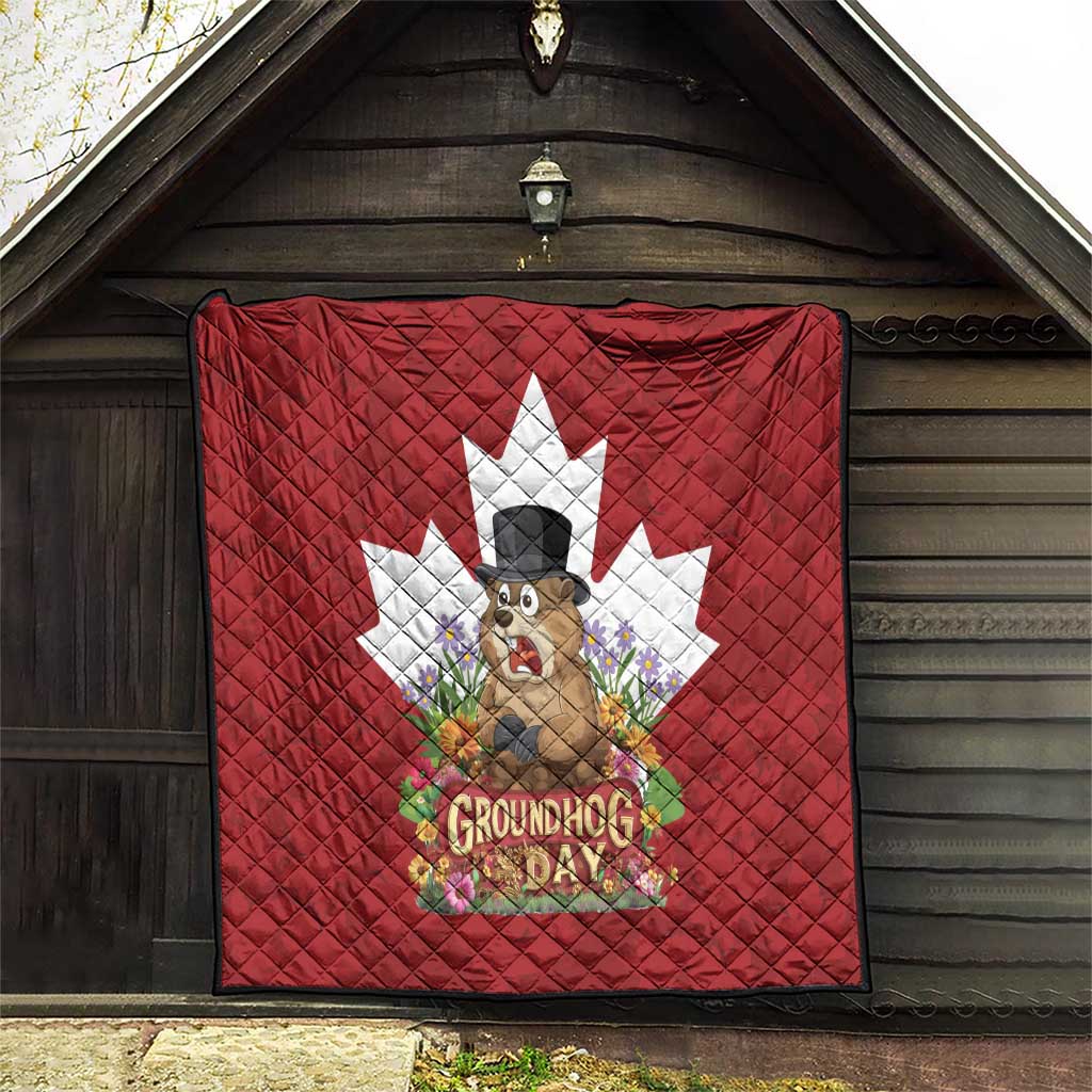 Funny Groundhog Day Quilt Canadian Maple Leaf - Wonder Print Shop