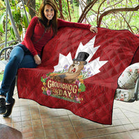 Funny Groundhog Day Quilt Canadian Maple Leaf - Wonder Print Shop