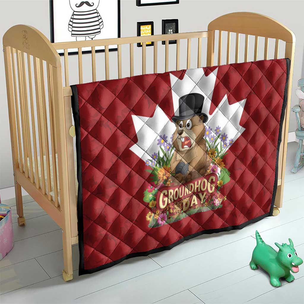 Funny Groundhog Day Quilt Canadian Maple Leaf - Wonder Print Shop