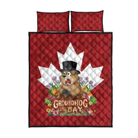 Funny Groundhog Day Quilt Bed Set Canadian Maple Leaf - Wonder Print Shop