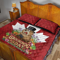 Funny Groundhog Day Quilt Bed Set Canadian Maple Leaf - Wonder Print Shop