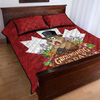 Funny Groundhog Day Quilt Bed Set Canadian Maple Leaf - Wonder Print Shop
