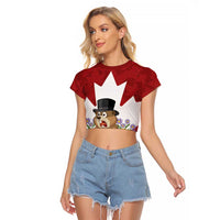 Funny Groundhog Day Raglan Cropped T Shirt Canadian Maple Leaf - Wonder Print Shop