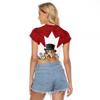 Funny Groundhog Day Raglan Cropped T Shirt Canadian Maple Leaf - Wonder Print Shop
