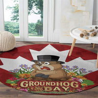 Funny Groundhog Day Round Carpet Canadian Maple Leaf - Wonder Print Shop