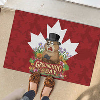 Funny Groundhog Day Rubber Doormat Canadian Maple Leaf - Wonder Print Shop