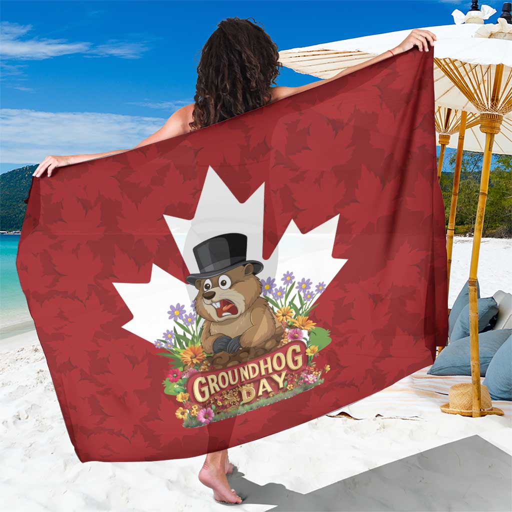 Funny Groundhog Day Sarong Canadian Maple Leaf - Wonder Print Shop