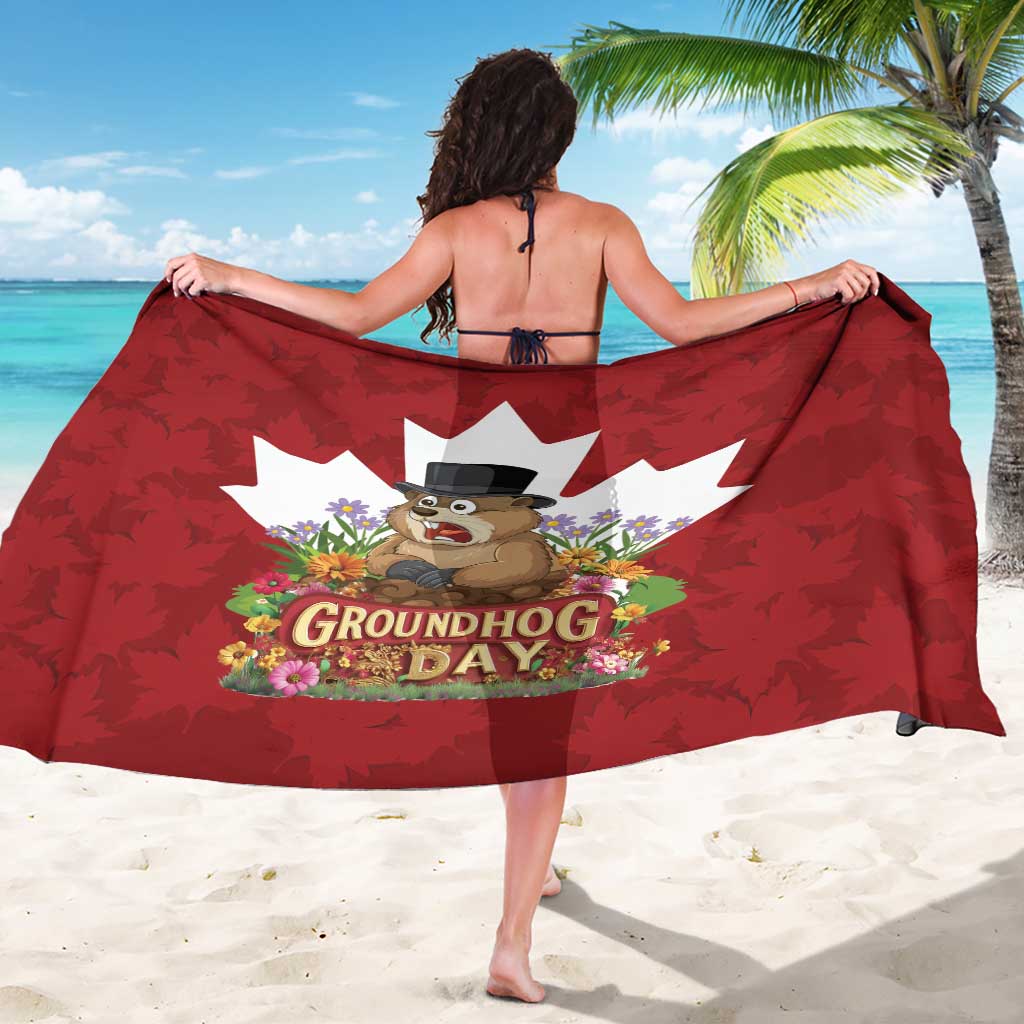 Funny Groundhog Day Sarong Canadian Maple Leaf - Wonder Print Shop
