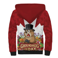 Funny Groundhog Day Sherpa Hoodie Canadian Maple Leaf - Wonder Print Shop
