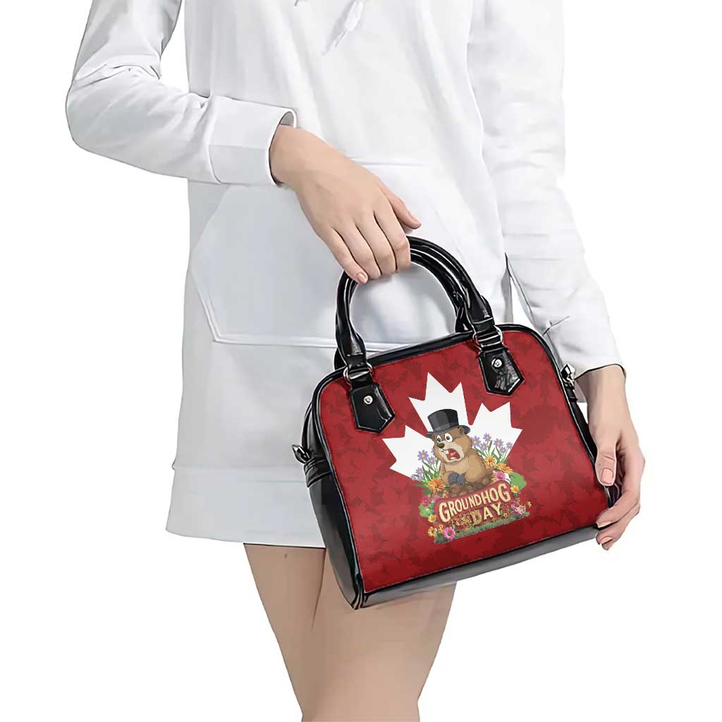 Funny Groundhog Day Shoulder Handbag Canadian Maple Leaf - Wonder Print Shop