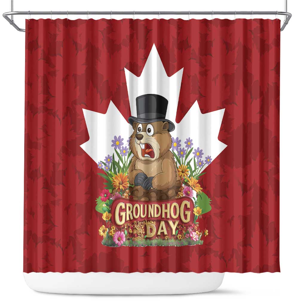 Funny Groundhog Day Shower Curtain Canadian Maple Leaf - Wonder Print Shop